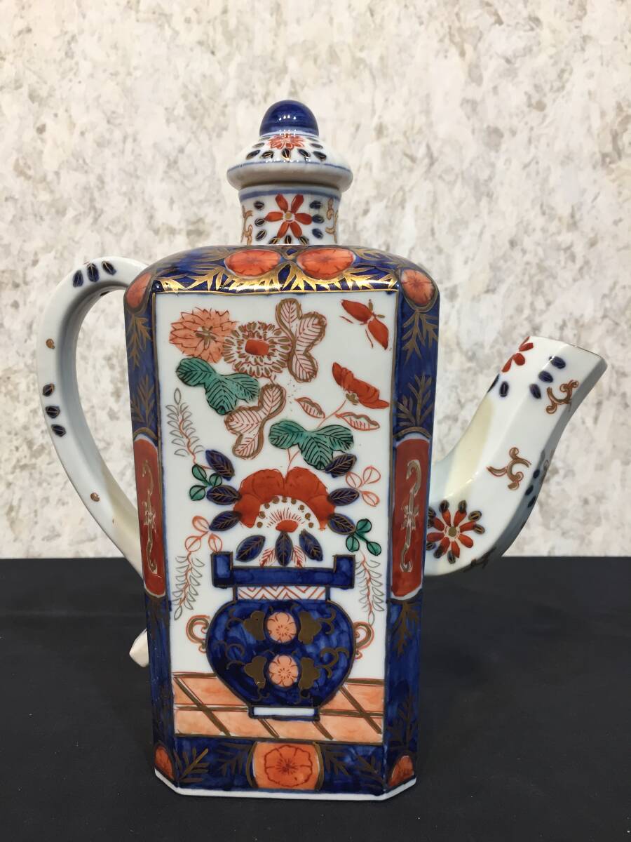 煎茶道具 角水注 伊万里 金彩色絵 陶器水差し 』伊万里焼?有田焼?金彩色絵 陶器 置物 水指
