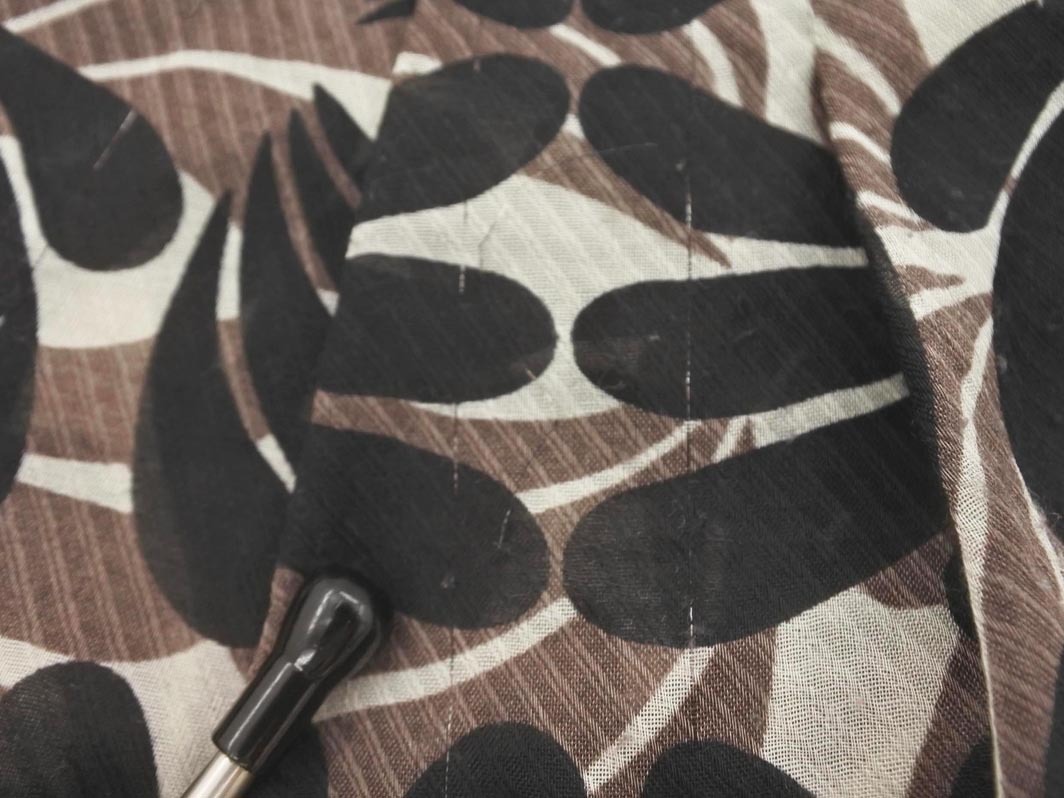 ネコポスOK ALPHACUBIC アルファキュービック 総柄 ドロスト ブラウス シャツ size11R/茶x黒 ■◆ ☆ fga1 レディース_画像5