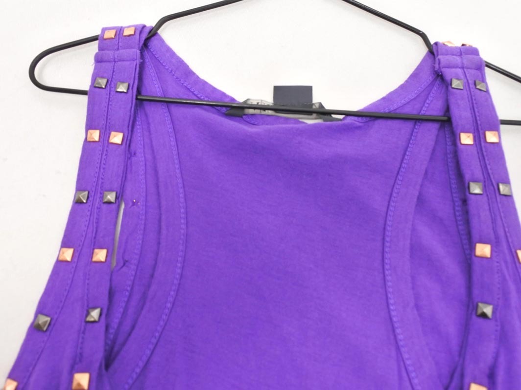 ネコポスOK ARMANI EXCHANGE アルマーニエクスチェンジ スタッズ フェイクレイヤード タンクトップ sizeL/紫 ■◆ ☆ fga2 レディース