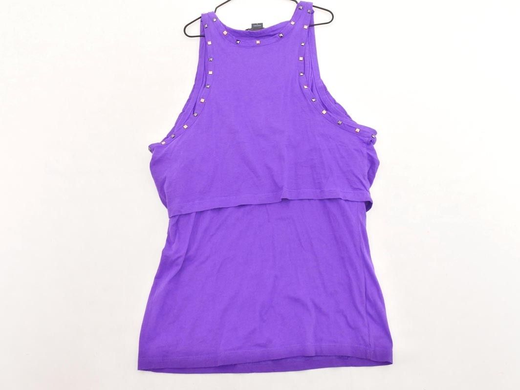 ネコポスOK ARMANI EXCHANGE アルマーニエクスチェンジ スタッズ フェイクレイヤード タンクトップ sizeL/紫 ■◆ ☆ fga2 レディース