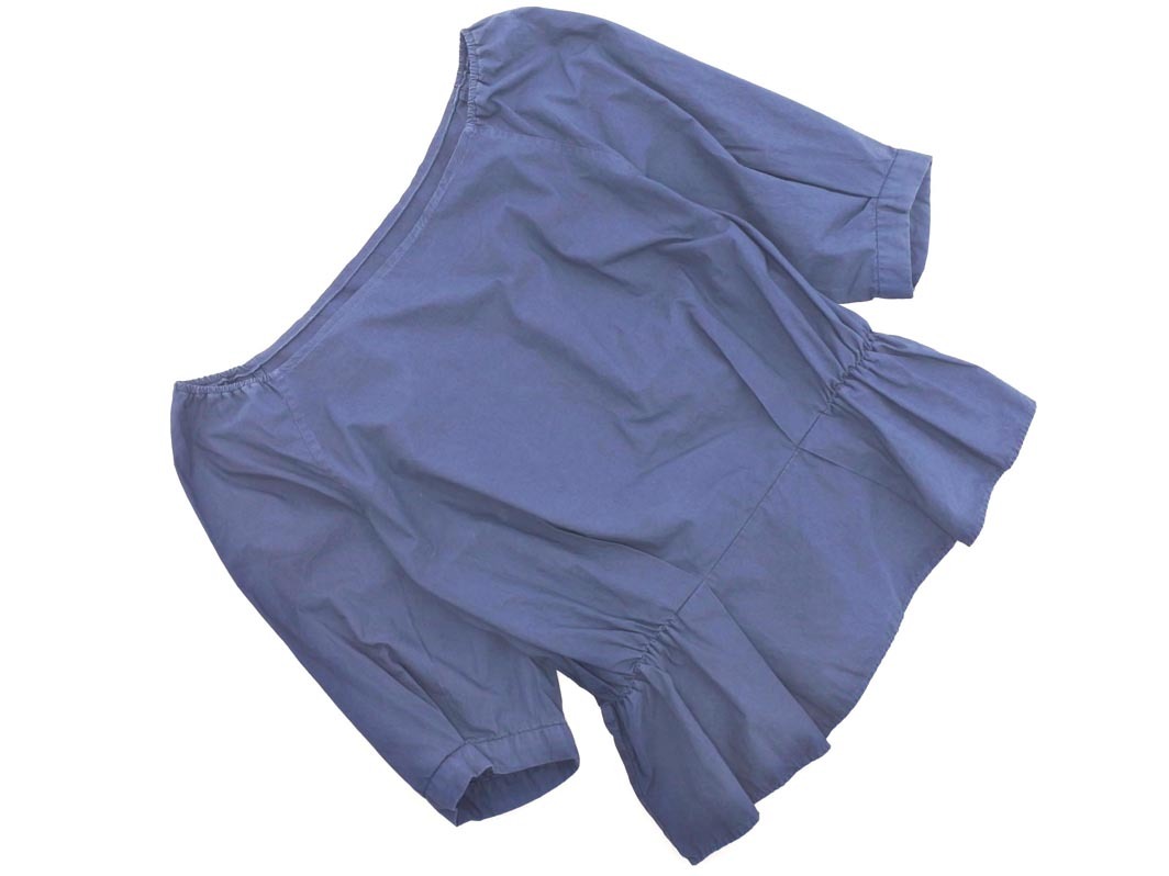 ネコポスOK MACPHEE マカフィー トゥモローランド オフショルダー ペプラム ブラウス シャツ size38/紺 ■◆ ☆ fga3 レディース_画像1