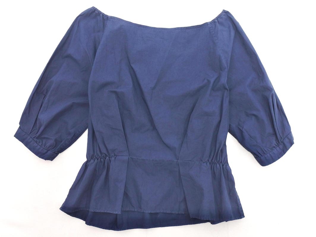 ネコポスOK MACPHEE マカフィー トゥモローランド オフショルダー ペプラム ブラウス シャツ size38/紺 ■◆ ☆ fga3 レディース_画像6