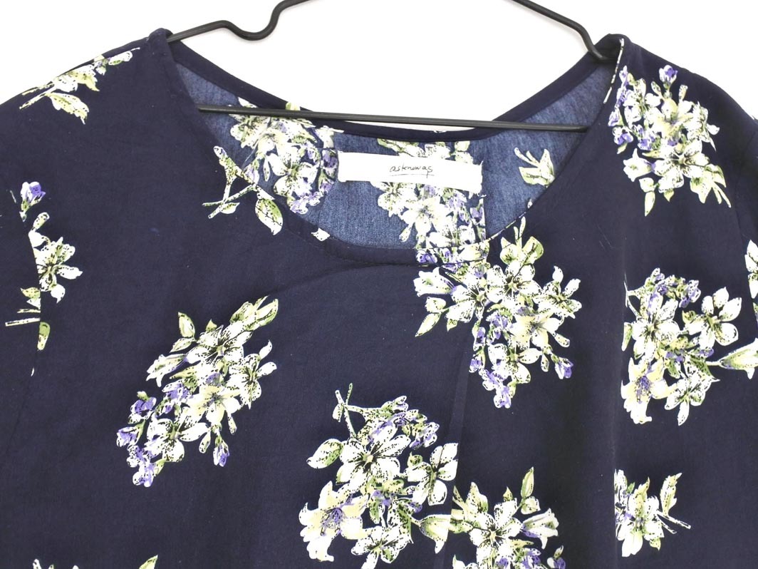 AS KNOW AS アズノゥアズ 花柄 フレア ワンピース 紺 ■◆ ☆ fga3 レディース_画像2