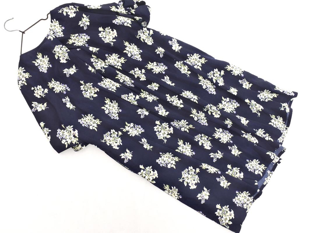 AS KNOW AS アズノゥアズ 花柄 フレア ワンピース 紺 ■◆ ☆ fga3 レディース_画像6