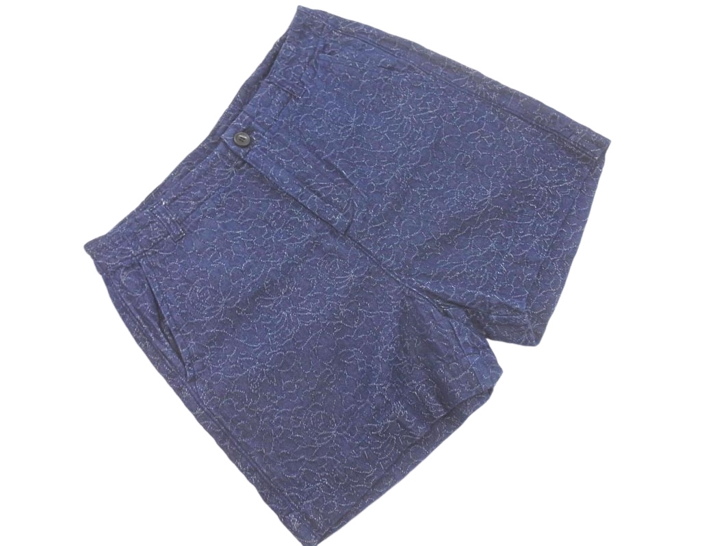 niko and ニコ アンド 花柄 ショート デニムパンツ sizeL/紺 ■◆ ☆ fga7 レディース_画像1