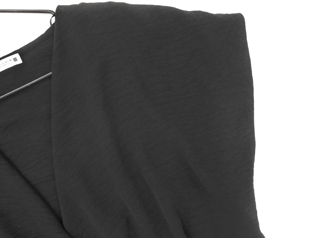 ネコポスOK ZARA ザラ フレンチスリーブ カシュクール風 カットソー sizeL/黒 ■◆ ☆ fga7 レディース_画像3