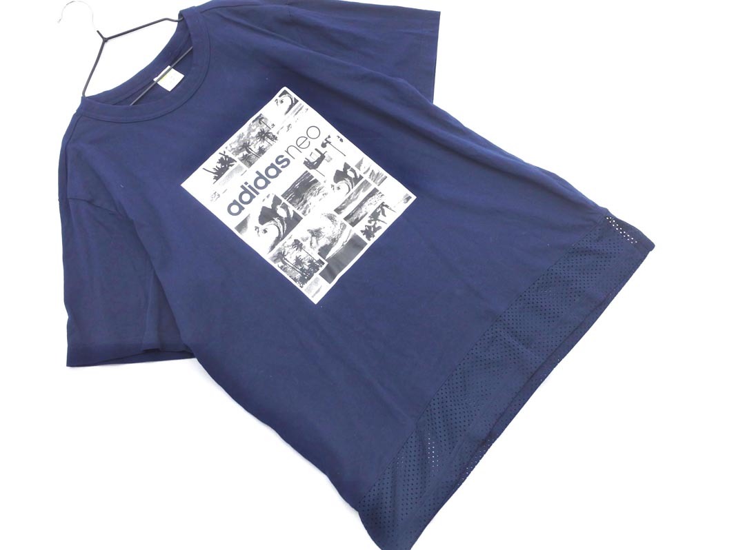 adidas アディダス neo プリント カットソー size0/紺 ■◆ ☆ fga8 レディース_画像1