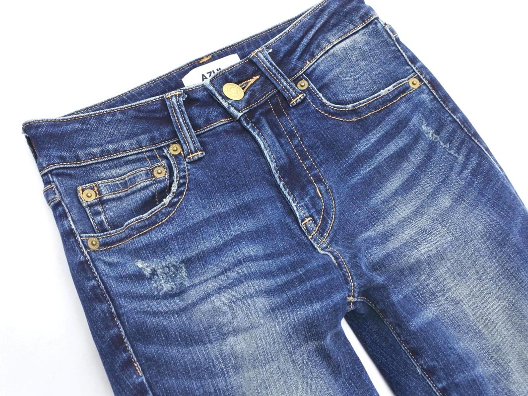 AZUL BY MOUSSY アズールバイマウジー ダメージ加工 ストレッチ デニムパンツ sizeXS/インディゴ ■■ ☆ fga8 レディース_画像2