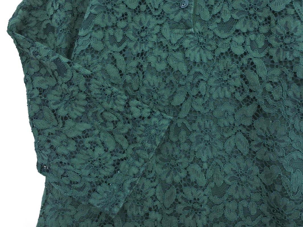 earth music&ecology アースミュージック＆エコロジー レース ポロシャツ sizeF/緑 ■◆ ☆ fga8 レディース_画像3