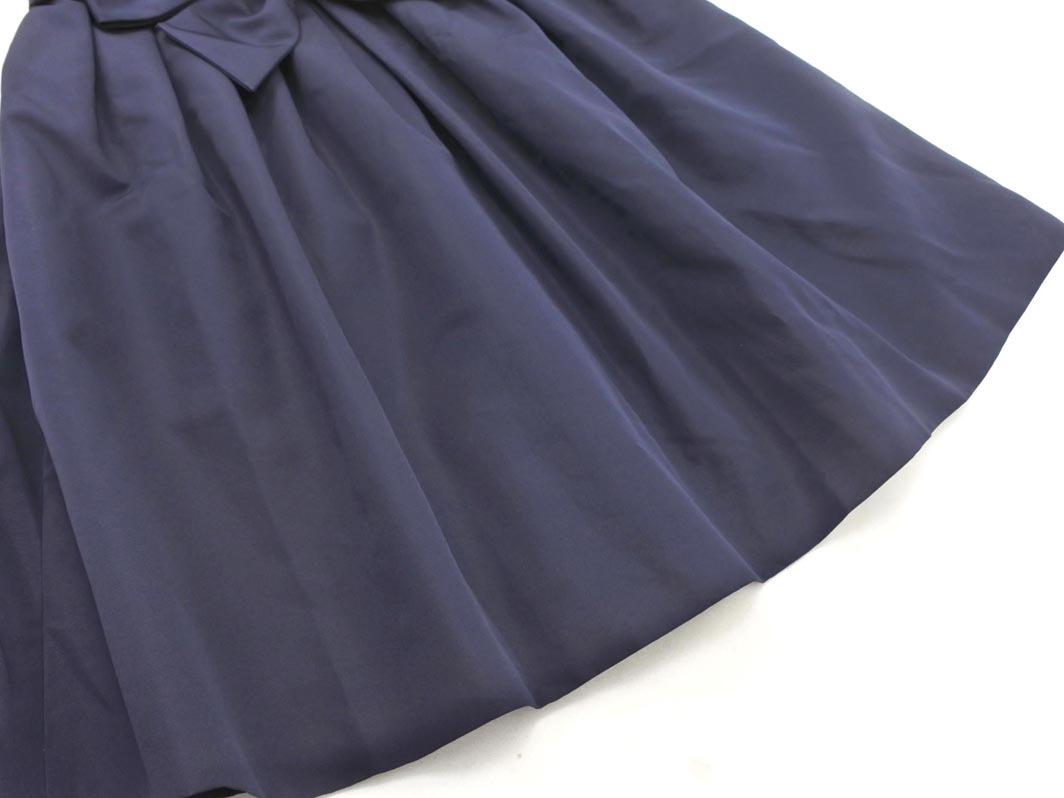 M PREMIER エムプルミエ リボンベルト付き タック ノースリーブ Aライン ワンピース size34/紺 ■◆ ☆ fga7 レディース_画像3