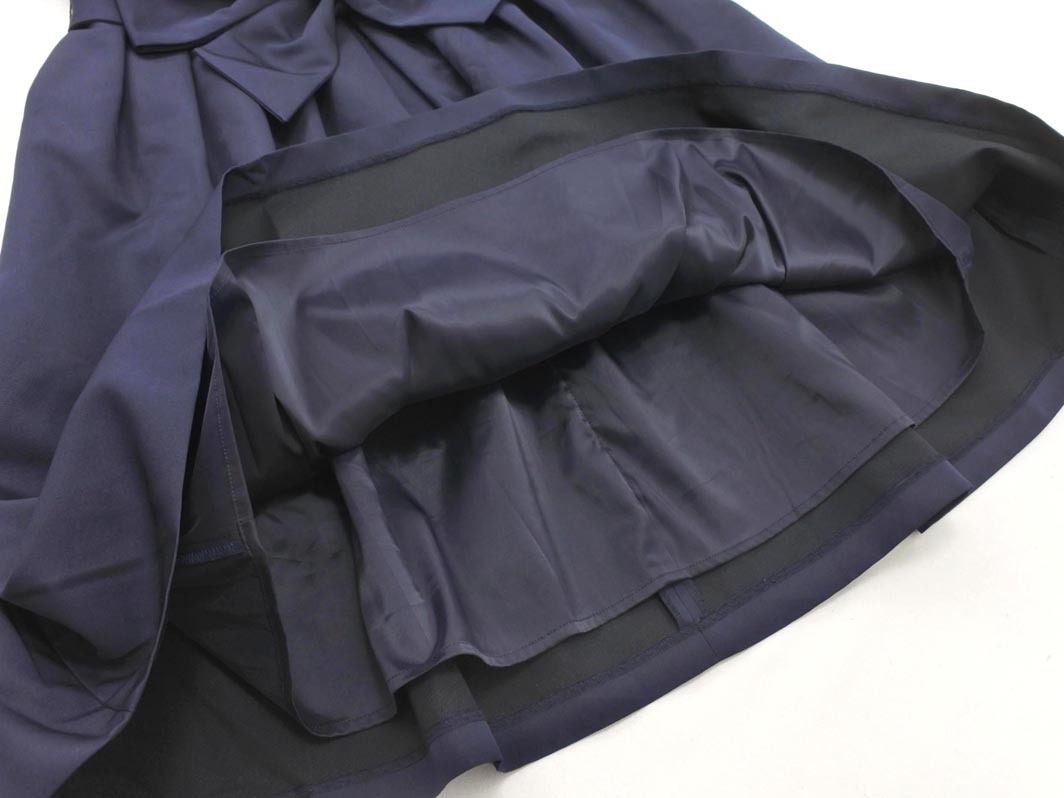 M PREMIER エムプルミエ リボンベルト付き タック ノースリーブ Aライン ワンピース size34/紺 ■◆ ☆ fga7 レディース_画像4