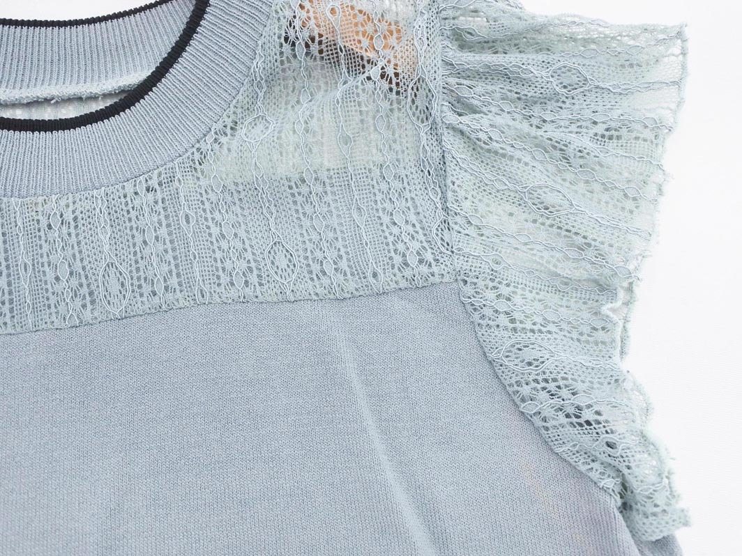 MISCH MASCH ミッシュマッシュ レース 切替 フレンチスリーブ カットソー sizeM/グレー ■◆ ☆ fga9 レディース_画像3