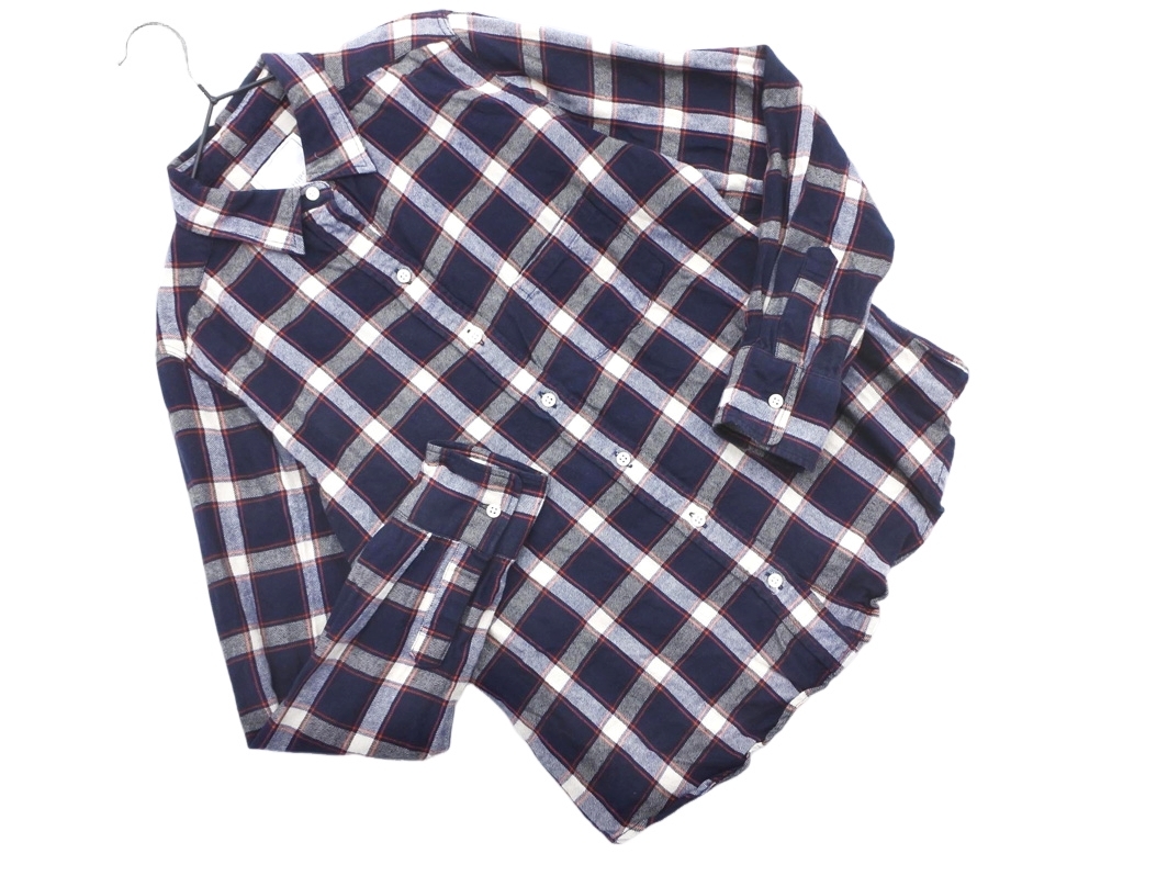 SHIPS シップス チェック ブラウス シャツ size36/紺 ■◇ ☆ fgb4 レディース_画像1