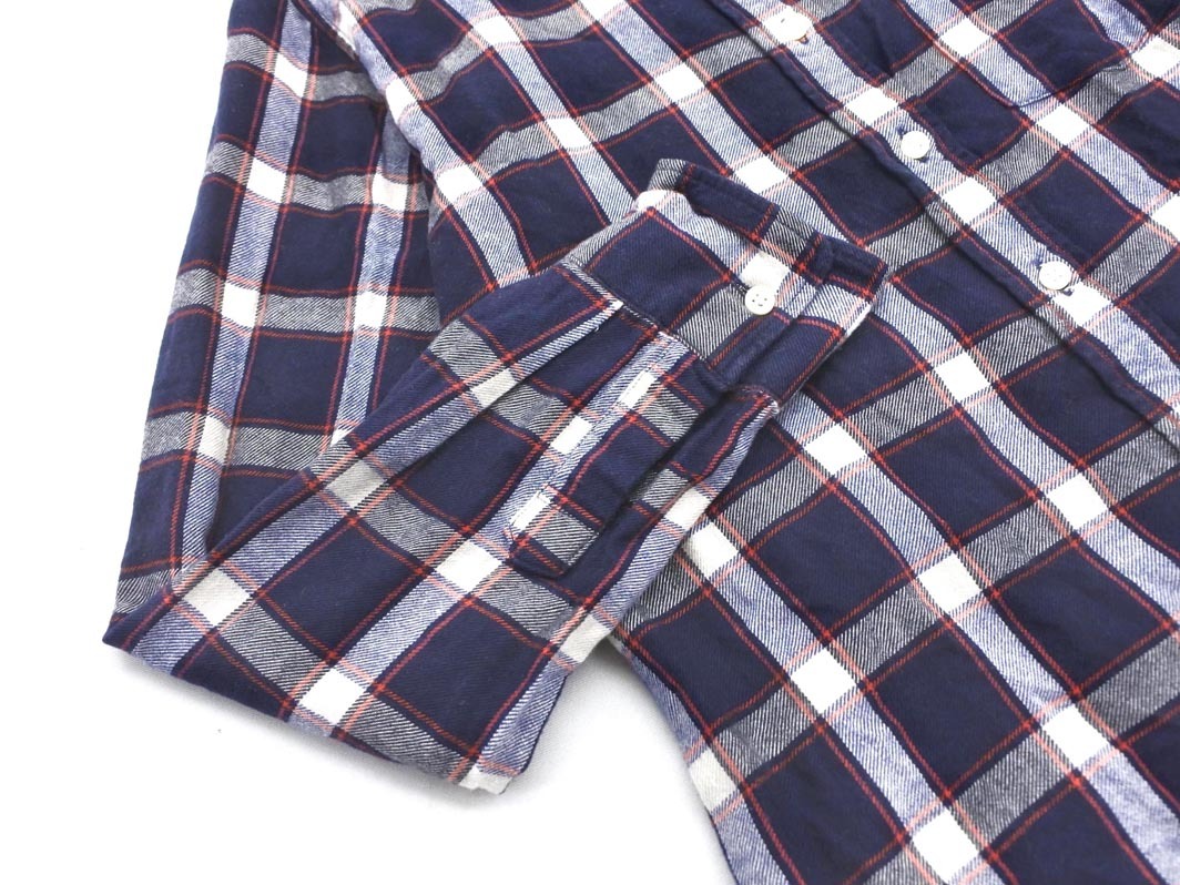 SHIPS シップス チェック ブラウス シャツ size36/紺 ■◇ ☆ fgb4 レディース_画像2