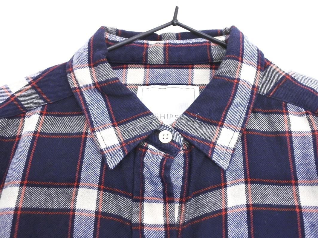 SHIPS シップス チェック ブラウス シャツ size36/紺 ■◇ ☆ fgb4 レディース_画像3