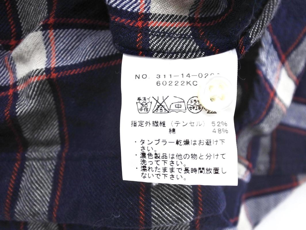 SHIPS シップス チェック ブラウス シャツ size36/紺 ■◇ ☆ fgb4 レディース_画像5