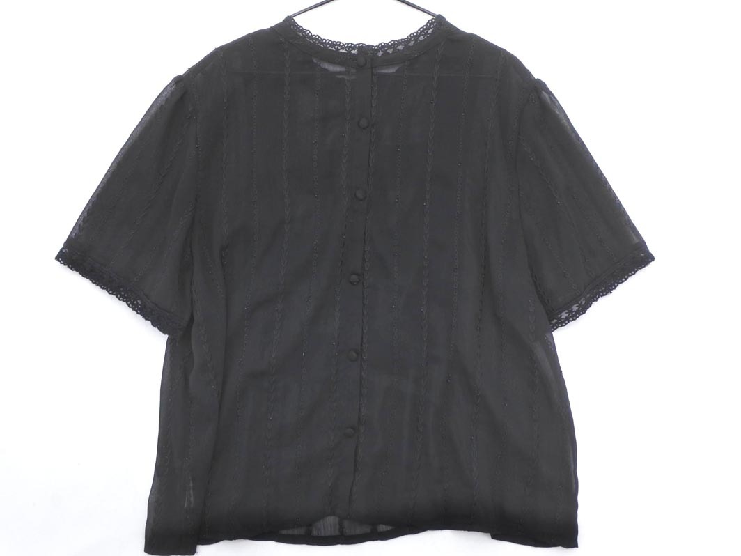 ネコポスOK Heather ヘザー シアー 総柄 ブラウス シャツ 黒 ■◆ ☆ fgb6 レディース_画像5