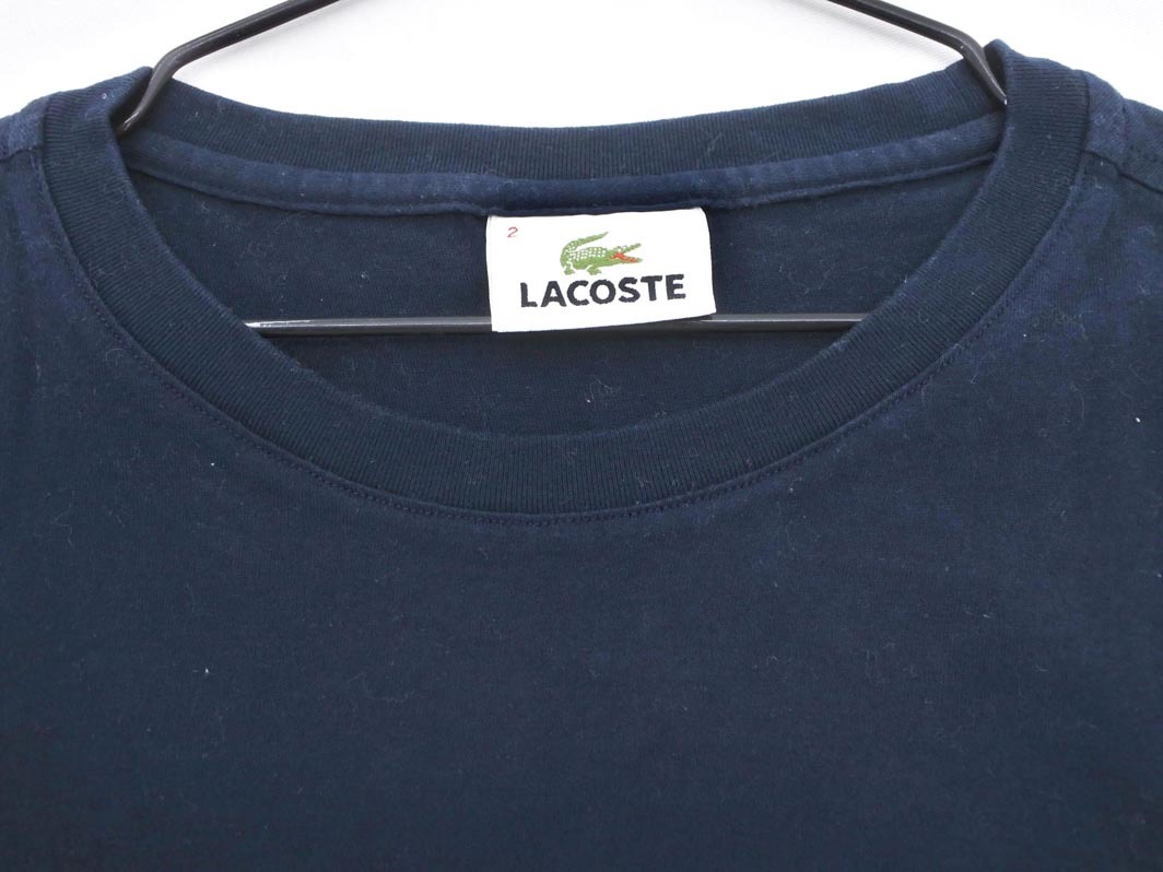 ネコポスOK LACOSTE ラコステ Tシャツ size2/紺 ■◆ ☆ fgb5 レディース