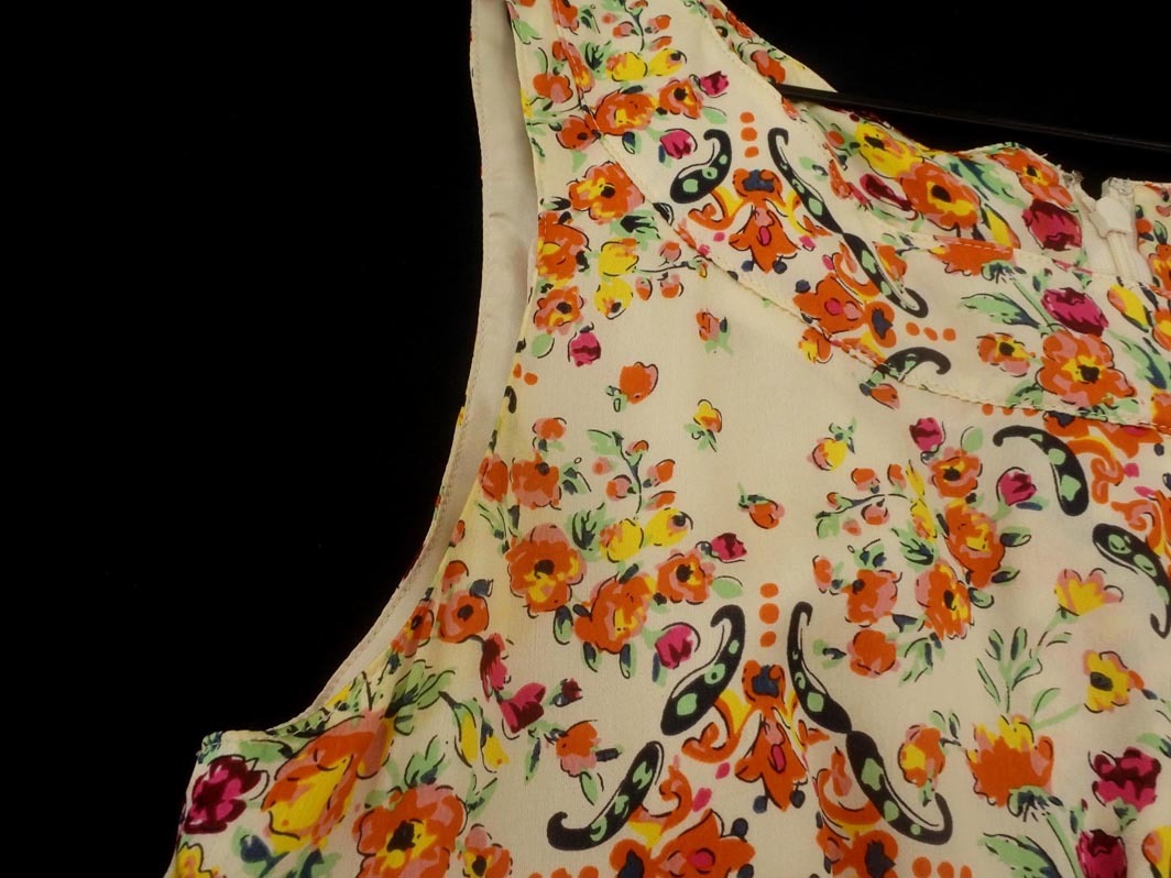 JILLSTUART ジルスチュアート シルク100% 花柄 ノースリーブ ワンピース size2/ベージュ ■◆ ☆ fgb8 レディース