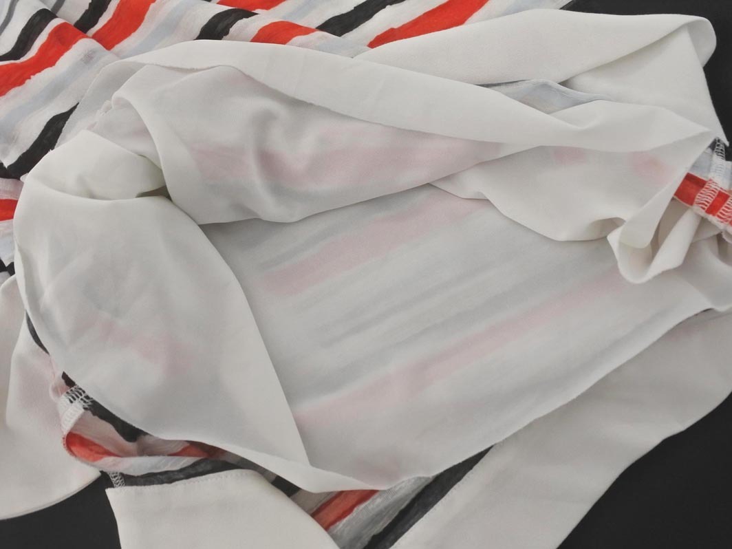 ネコポスOK LAUTREAMONT ロートレアモン ボーダー ノースリーブ カットソー size38/白ｘ黒ｘ赤 ■◆ ☆ fgb7 レディース_画像6