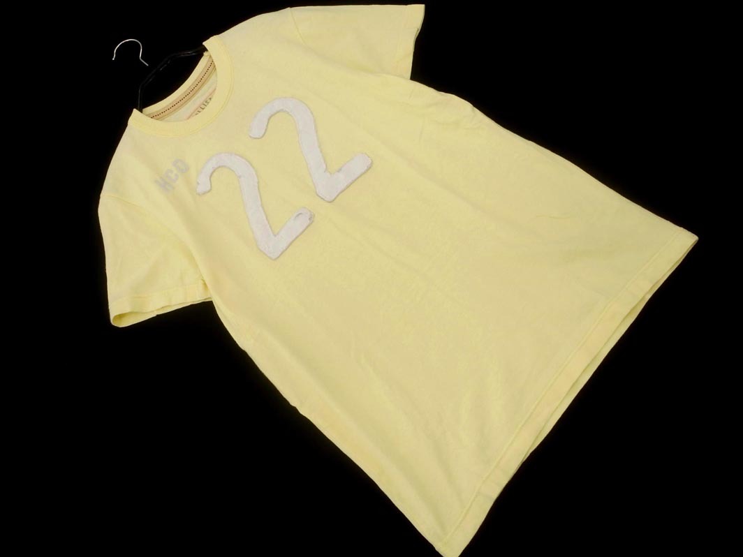 ネコポスOK Hollister ホリスター 刺繍 ワッペン Tシャツ sizeS/黄色 ■◆ ☆ fgb7 メンズ_画像1