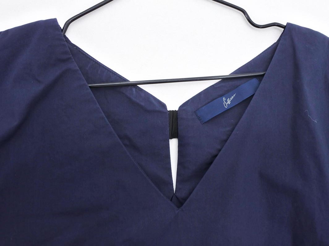 Soffitto ソフィット Vネック フレアスリーブ ブラウス シャツ 濃紺 ■◆ ☆ fgb7 レディース_画像5