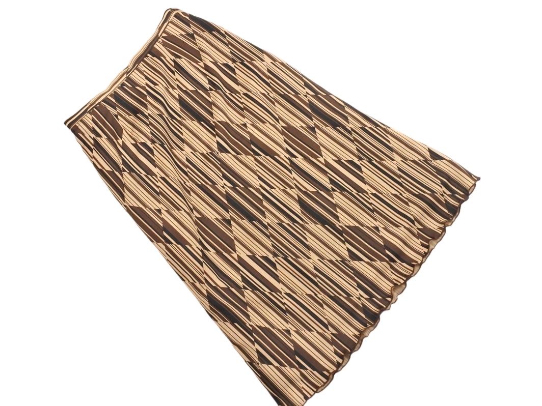 ネコポスOK INDIVI インディヴィ 総柄 スカート size38/ベージュ ■■ ☆ fgc1 レディース