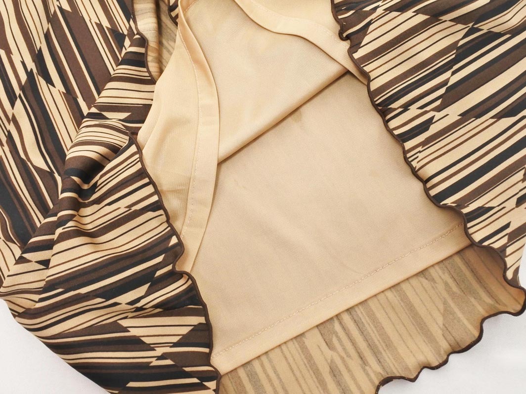 ネコポスOK INDIVI インディヴィ 総柄 スカート size38/ベージュ ■■ ☆ fgc1 レディース