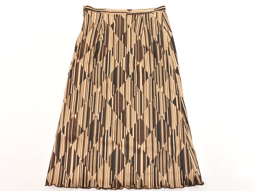 ネコポスOK INDIVI インディヴィ 総柄 スカート size38/ベージュ ■■ ☆ fgc1 レディース