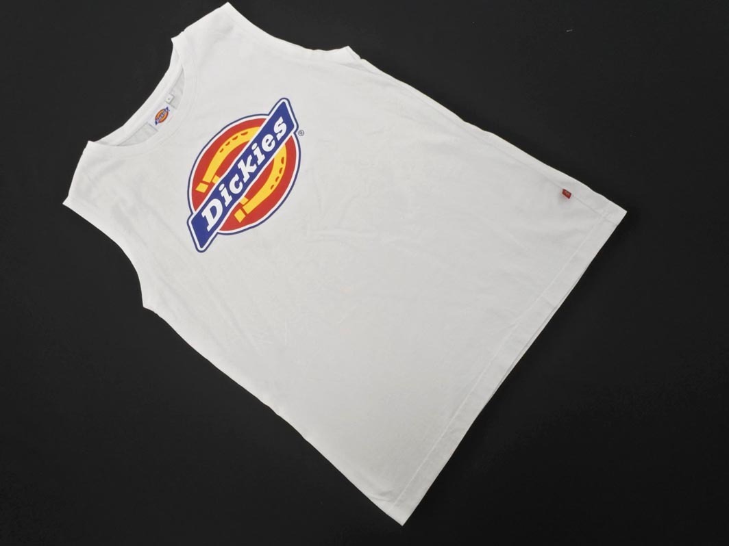 ネコポスOK Dickies ディッキーズ ロゴ プリント ノースリーブ カットソー sizeL/白 ■◆ ☆ fgc1 レディース_画像1