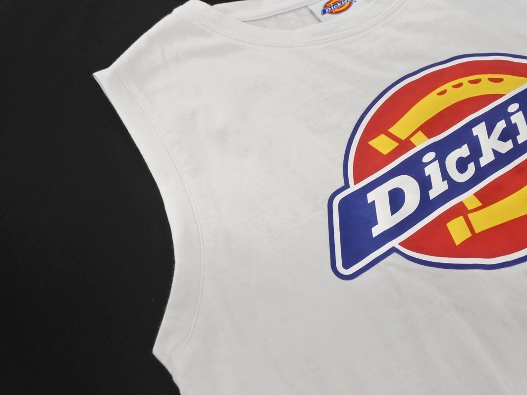ネコポスOK Dickies ディッキーズ ロゴ プリント ノースリーブ カットソー sizeL/白 ■◆ ☆ fgc1 レディース_画像3