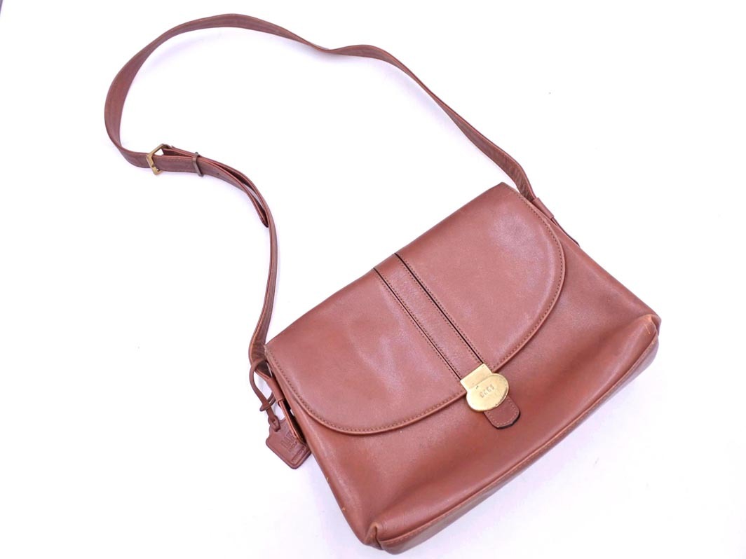 DAKS ダックス レザー ショルダー バッグ 茶 ■■ ☆ fgc1 レディース_画像1