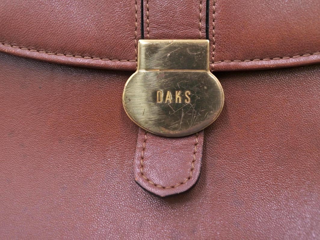 DAKS ダックス レザー ショルダー バッグ 茶 ■■ ☆ fgc1 レディース_画像6