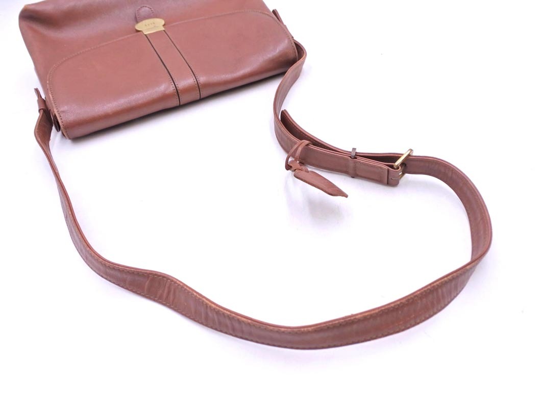 DAKS ダックス レザー ショルダー バッグ 茶 ■■ ☆ fgc1 レディース_画像7