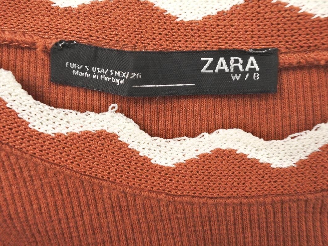 ネコポスOK ZARA ザラ リブ ニット セーター sizeS/茶 ■◇ ☆ fgc3 レディース