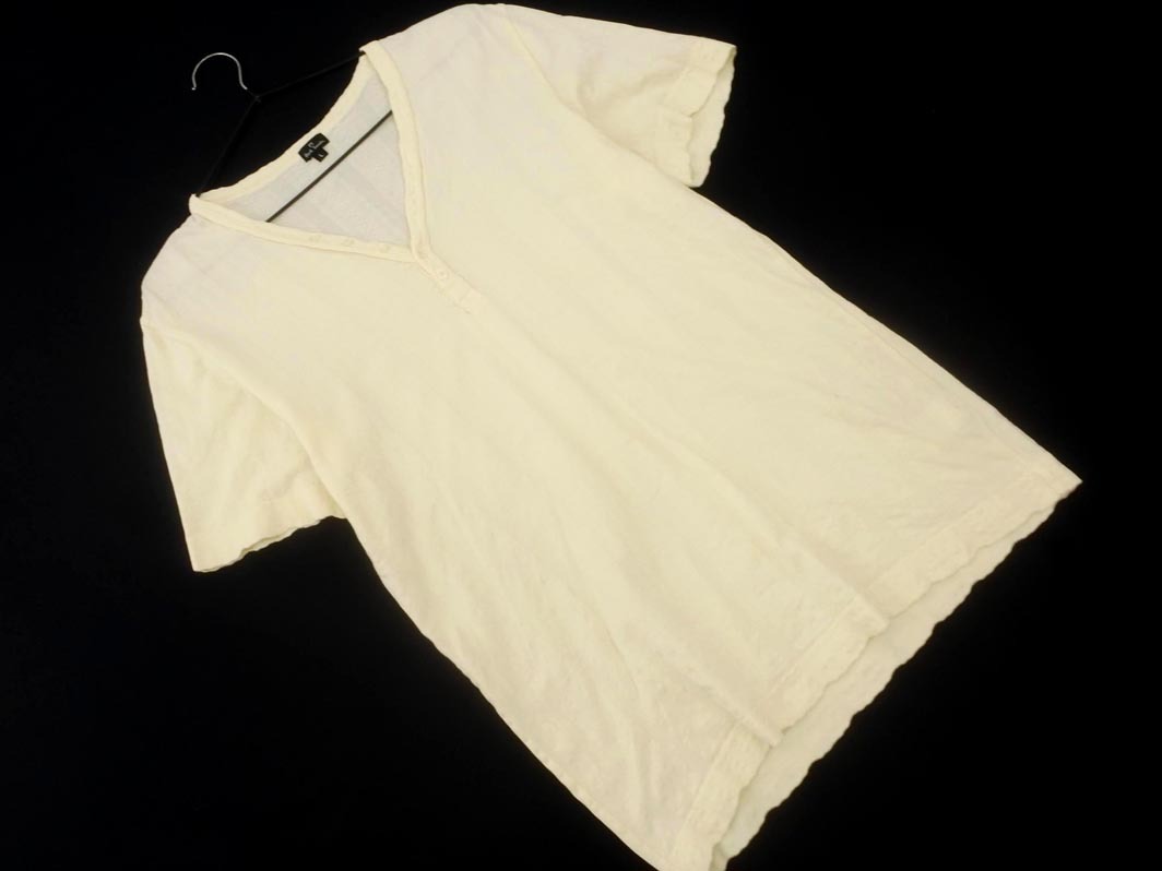 Paul Smith ポールスミス ヘンリーVネック Tシャツ sizeL/アイボリー ■◆ ☆ fgc3 メンズ_画像1