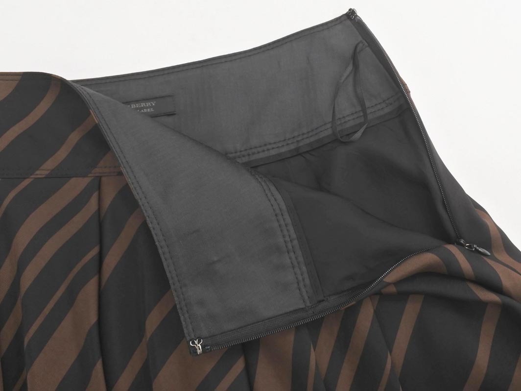 ネコポスOK BURBERRY バーバリー BLACK LABEL ブラックレーベル フレア スカート size38/茶ｘ黒 ■◇ ☆ fgc3 レディース