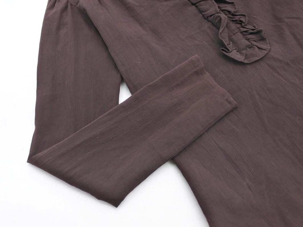 ネコポスOK agnes b アニエスベー フリル ブラウス シャツ size36/茶 ■◇ ☆ fgc3 レディース_画像2