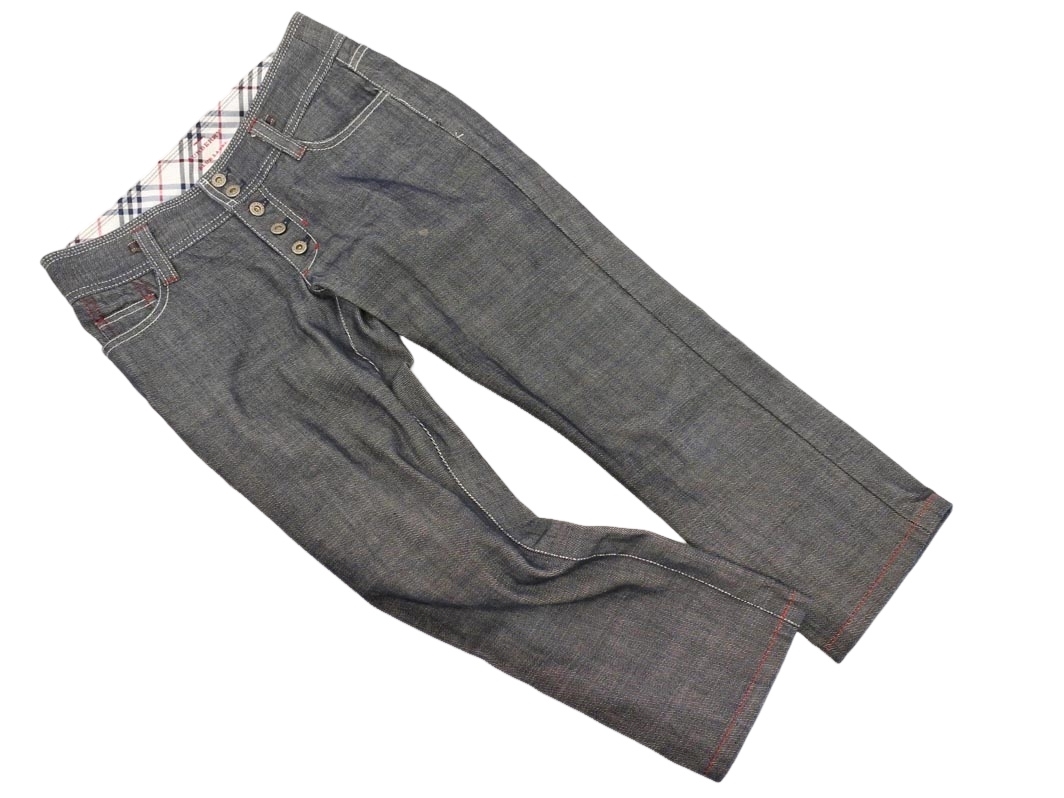 BURBERRY バーバリー BLUE LABEL ブルーレーベル ボタンフライ クロップド デニムパンツ size24/濃紺 ■◇ ☆ fgc4 レディース
