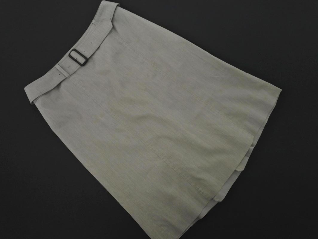 ネコポスOK BURBERRY バーバリー ベルト付き Aライン 臺形 スカート size40/グレー ■◇ ☆ fgc4 レディース