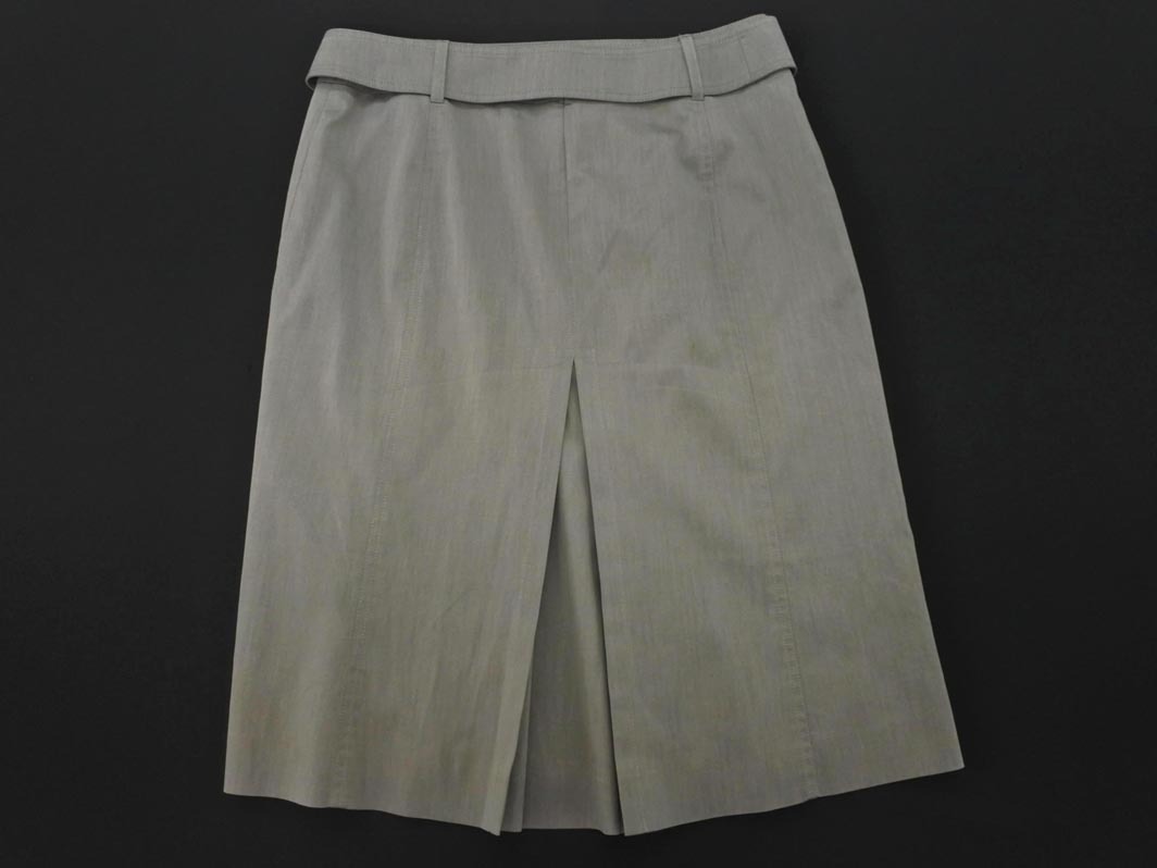 ネコポスOK BURBERRY バーバリー ベルト付き Aライン 臺形 スカート size40/グレー ■◇ ☆ fgc4 レディース