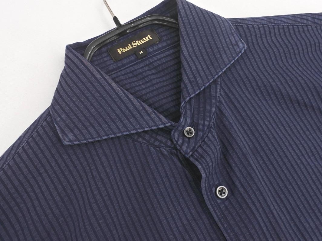  кошка pohs OK PAUL STUART paul (pole) Stuart полоса карман рубашка sizeM/ темно-синий #* * fgc5 мужской 