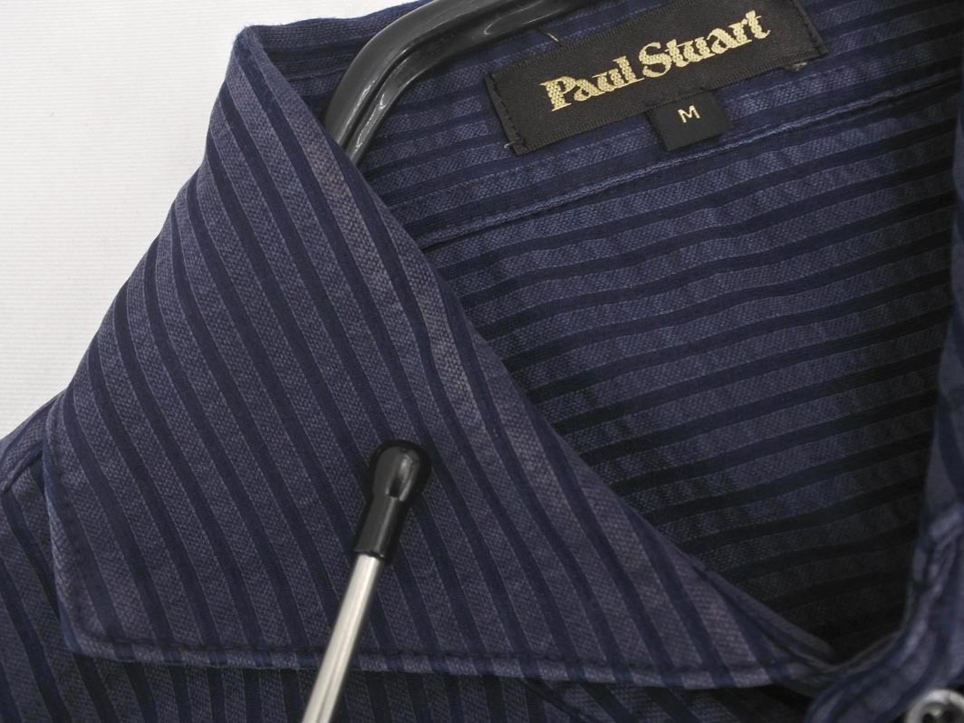  кошка pohs OK PAUL STUART paul (pole) Stuart полоса карман рубашка sizeM/ темно-синий #* * fgc5 мужской 