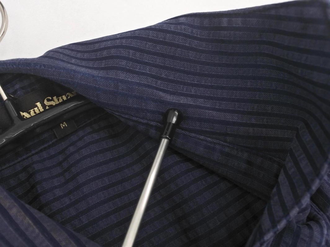  кошка pohs OK PAUL STUART paul (pole) Stuart полоса карман рубашка sizeM/ темно-синий #* * fgc5 мужской 