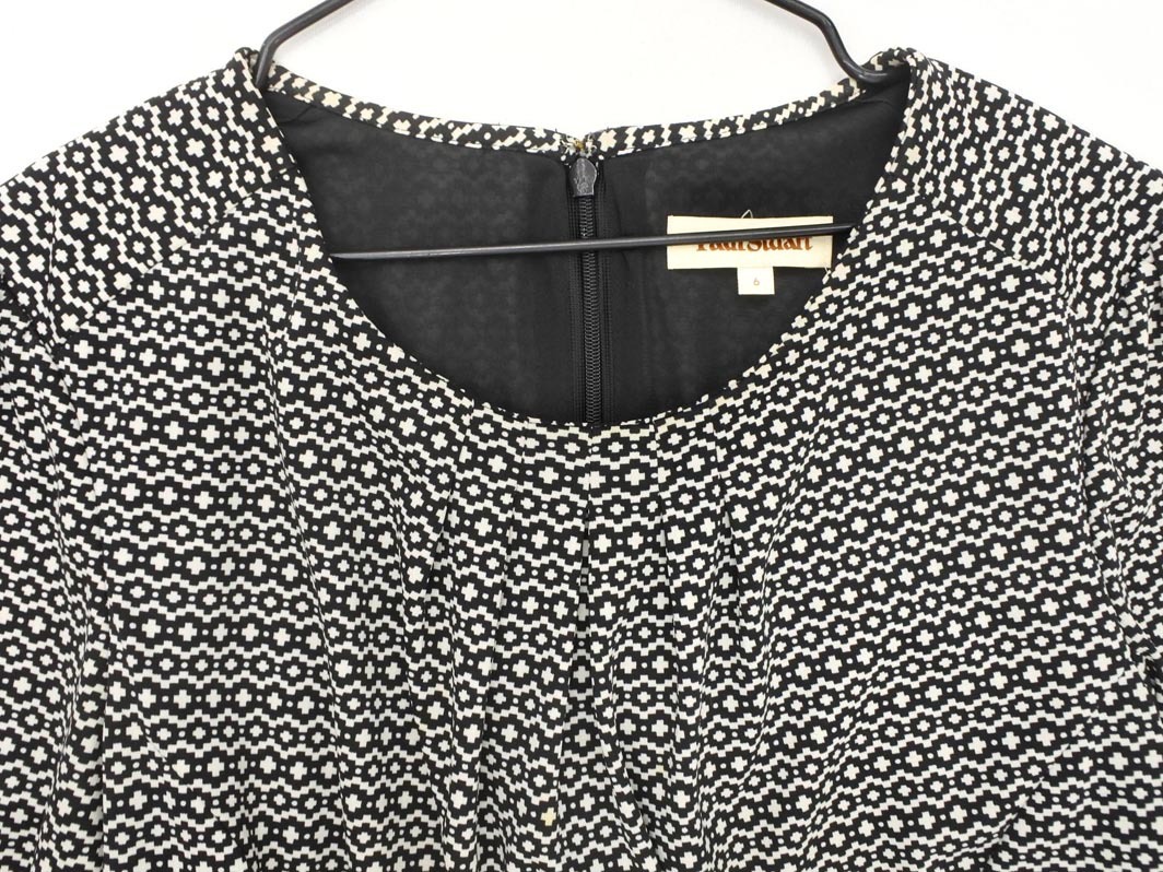 PAUL STUART paul (pole) Stuart геометрический рисунок A линия One-piece size6/ белый x чёрный #* * fgc4 женский 