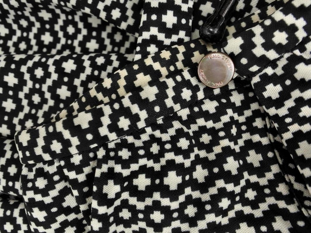 PAUL STUART paul (pole) Stuart геометрический рисунок A линия One-piece size6/ белый x чёрный #* * fgc4 женский 