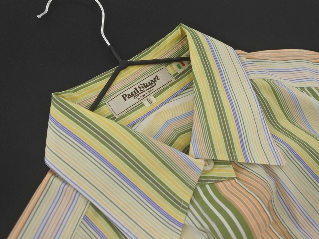 кошка pohs OK PAUL STUART paul (pole) Stuart полоса рубашка size6/ зеленый #* * fgc4 женский