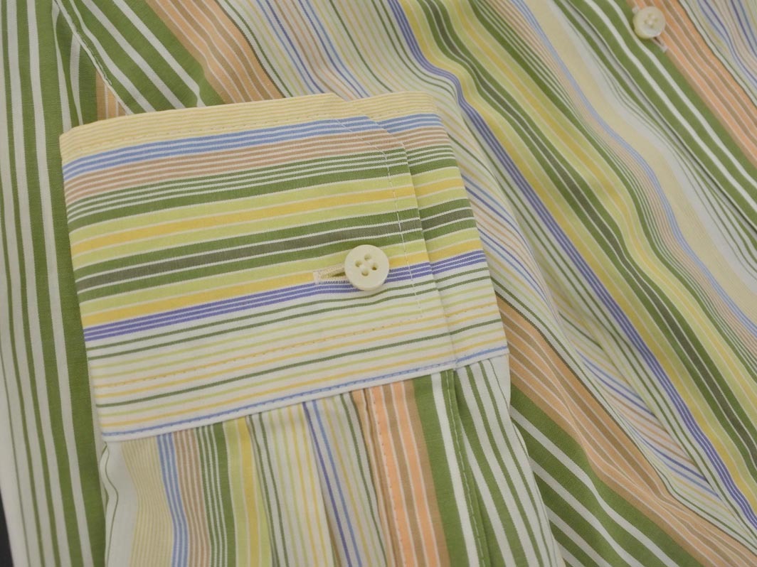 кошка pohs OK PAUL STUART paul (pole) Stuart полоса рубашка size6/ зеленый #* * fgc4 женский