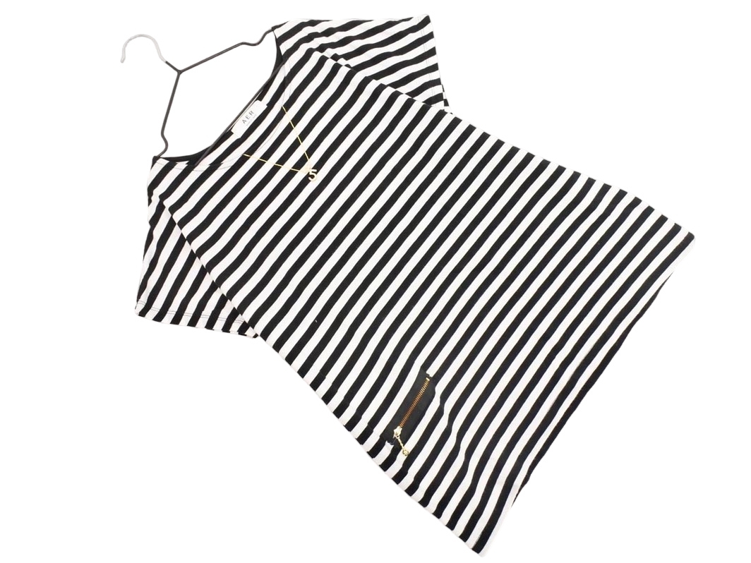 ネコポスOK ADAM ET ROPE’ アダムエロペ ボーダー カットソー sizeF/白ｘ黒 ■◆ ☆ fgc9 レディース_画像1