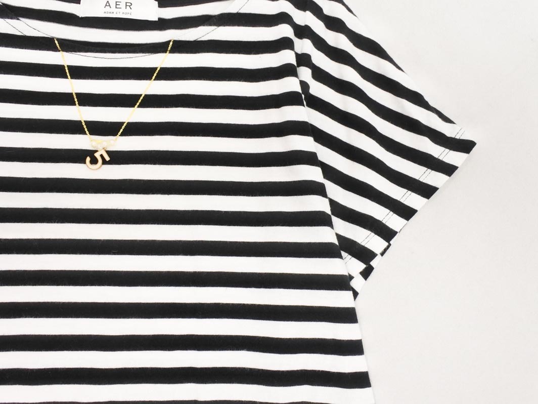 ネコポスOK ADAM ET ROPE’ アダムエロペ ボーダー カットソー sizeF/白ｘ黒 ■◆ ☆ fgc9 レディース_画像3